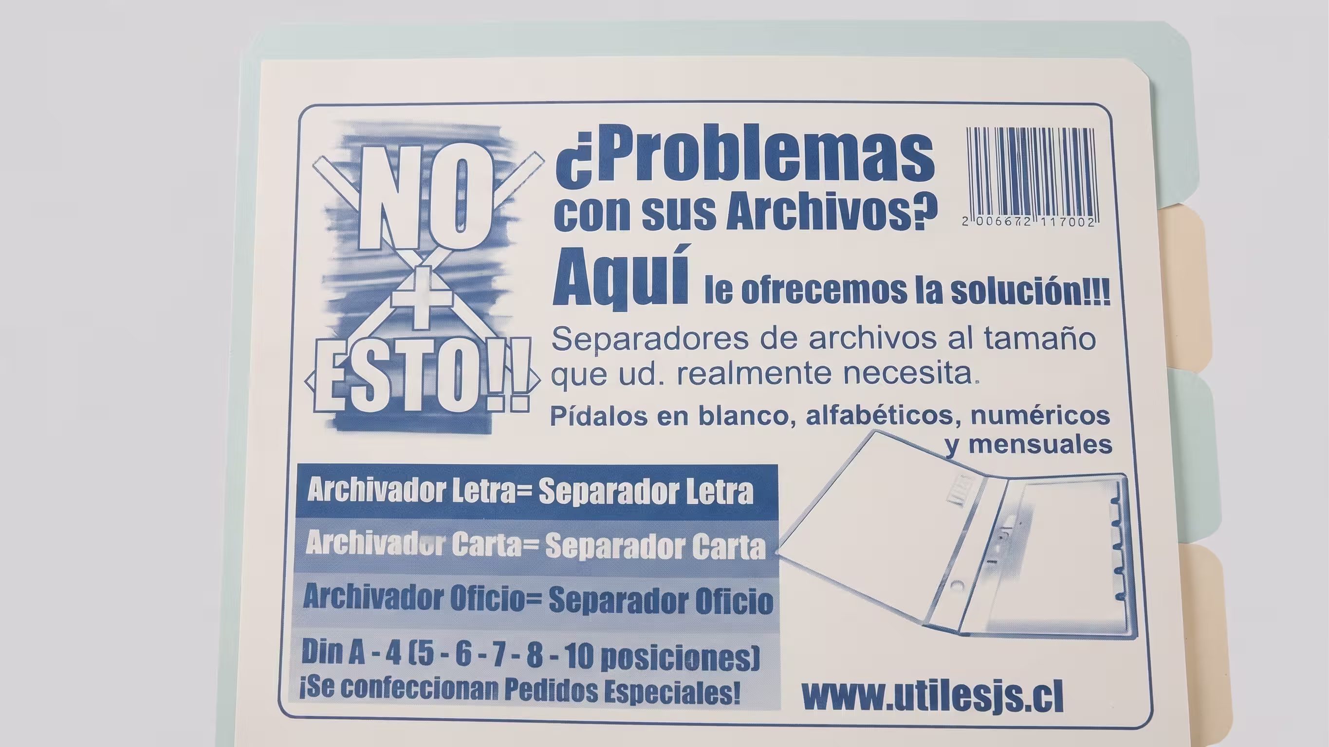 Separador Letra 8 Posiciones Colores Surtidos